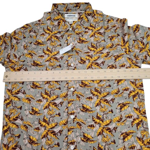 Goodthreads Men’s Standard Shirt Brown Shirt Autumn Leaves Pattern Button-Up MT - Picture 11 of 12
